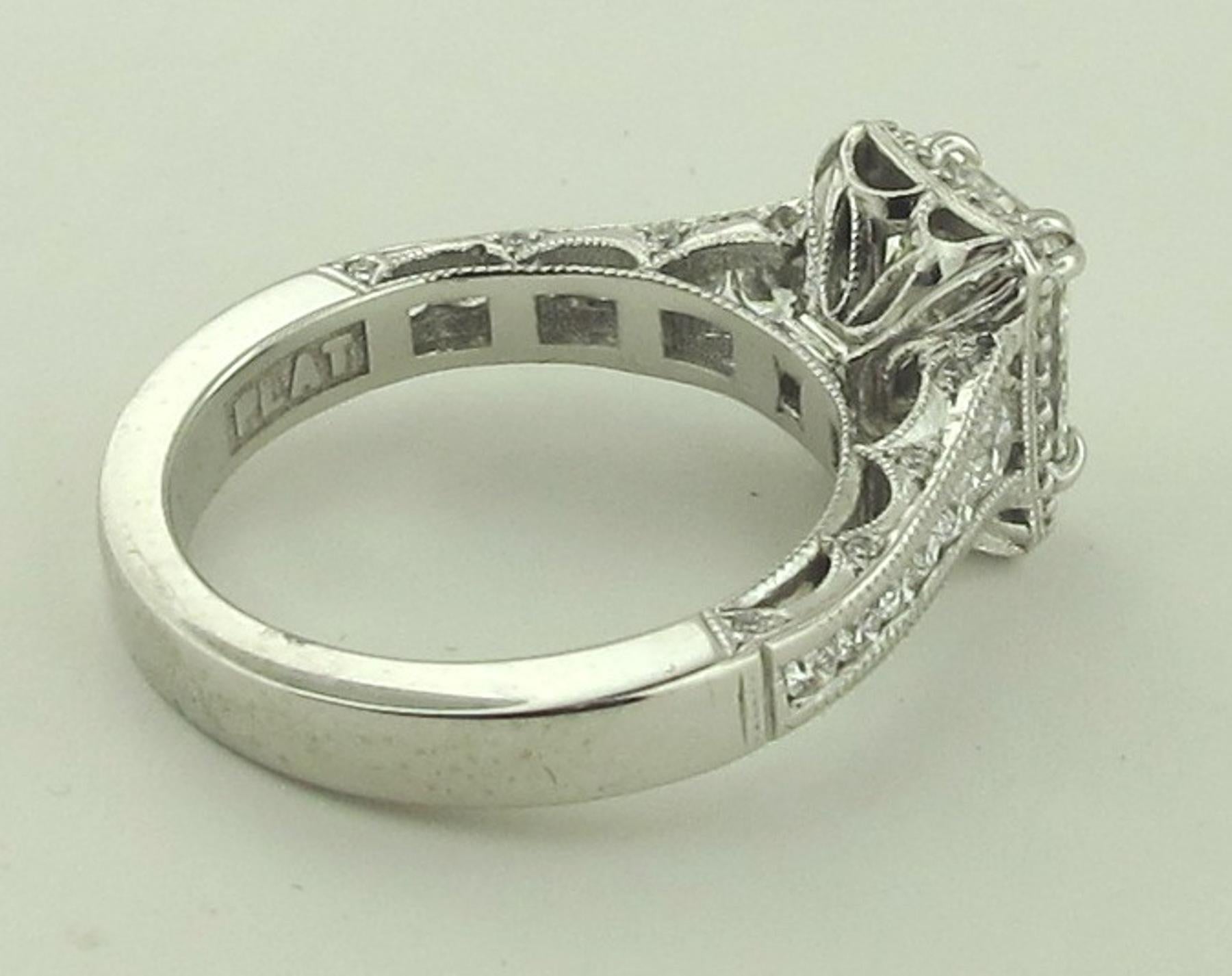 Women's or Men's 2.02 Carat Emerald Cut Diamond Ring in 18 Karat White Gold Tacori Plat Mounting