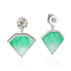 20.2 Carat Emerald Diamond 18 Karat White Gold Earrings