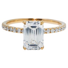 2.02 Carat Emerald Diamond Ring 18K Rose Gold Everyday Royalty