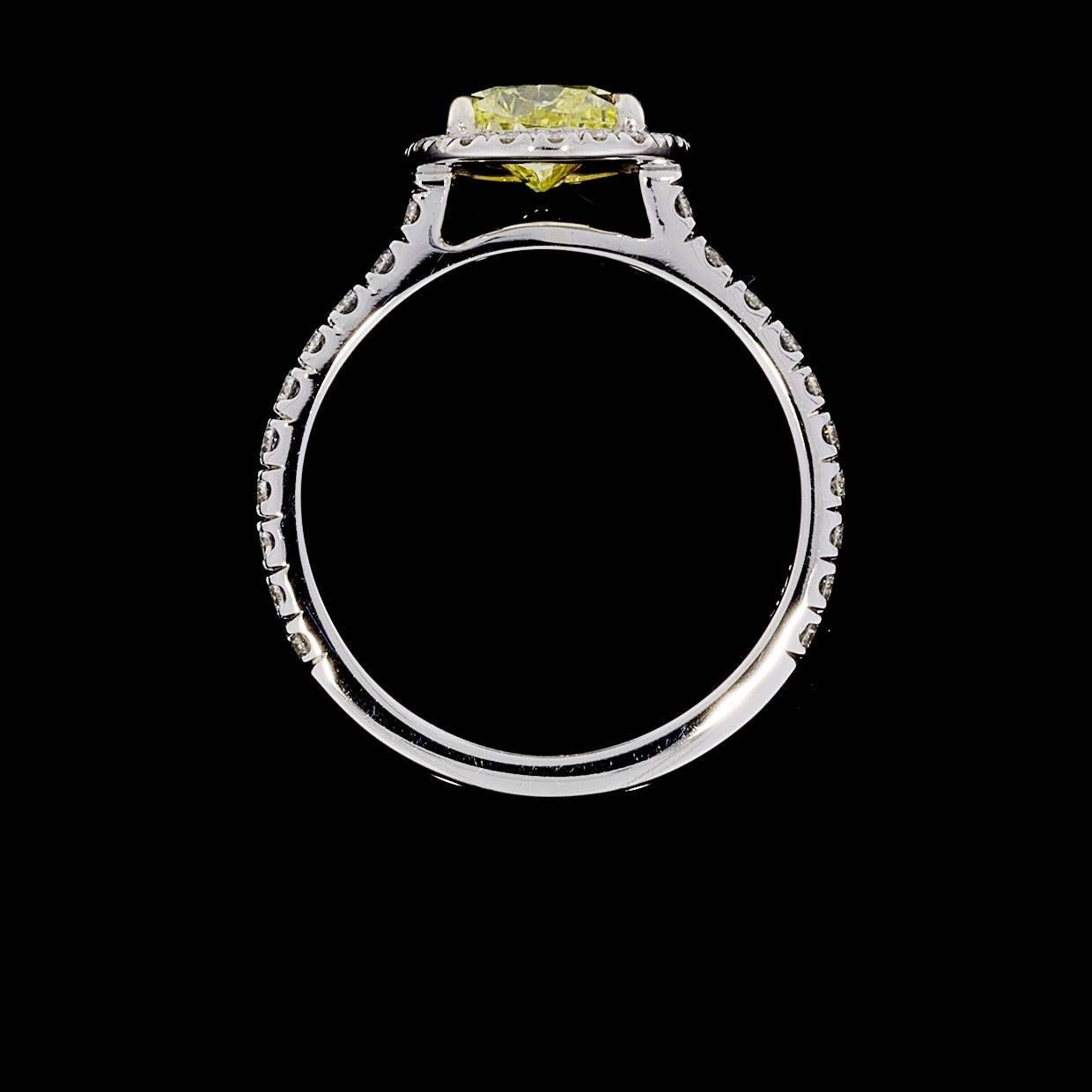 2.02 Carat Fancy Intense Yellow Pear Diamond Halo Engagement Ring In New Condition In Columbia, MO