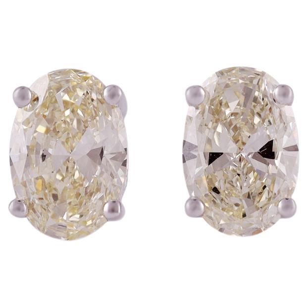 Boucles d'oreilles solitaires fantaisie en or blanc 18 carats cloutées de diamants 2,02 carats