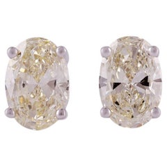 2,02 Karat Ausgefallener Solitär-Diamant-Ohrring aus 18 Karat Weißgold mit Nieten