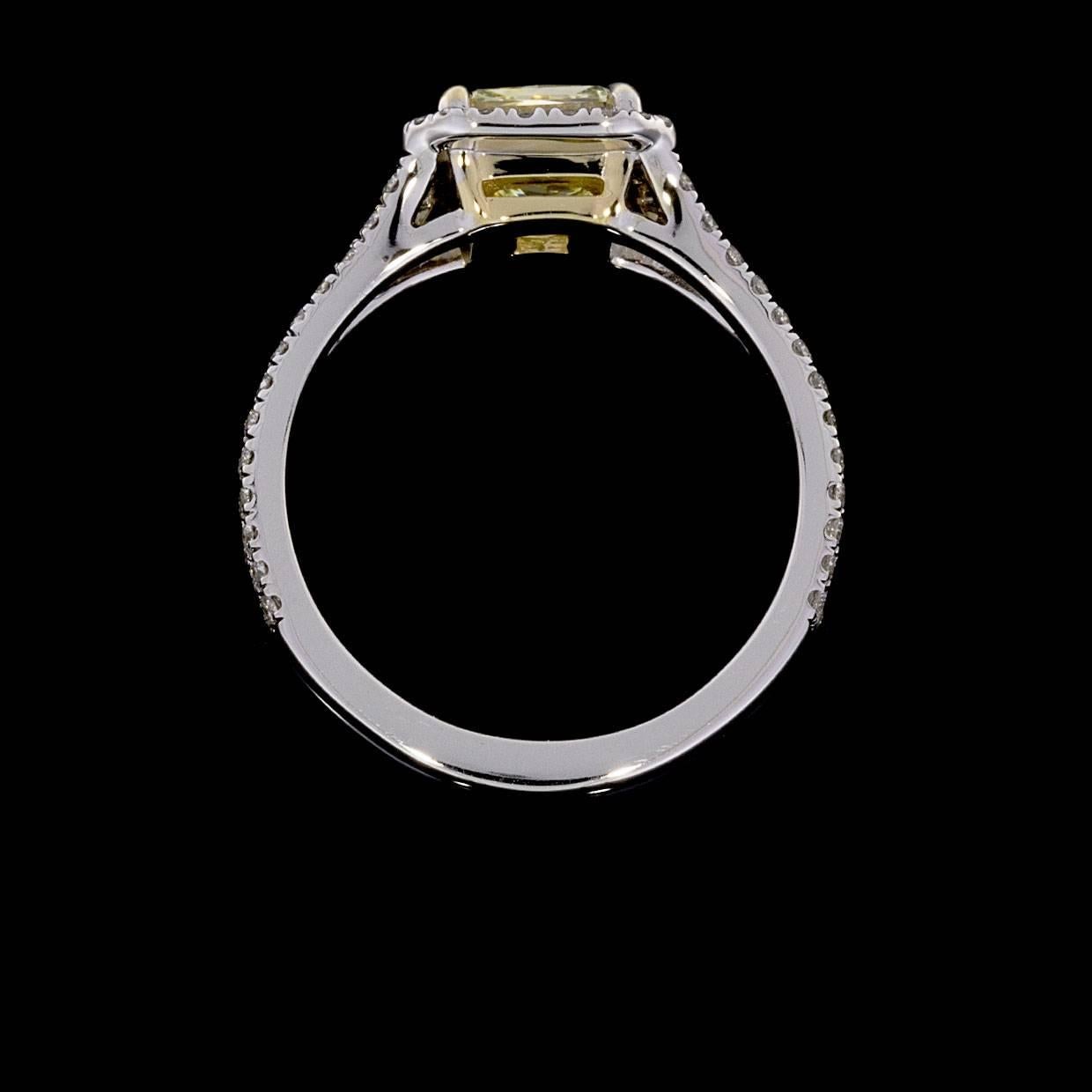 radiant cut split shank engagement ring