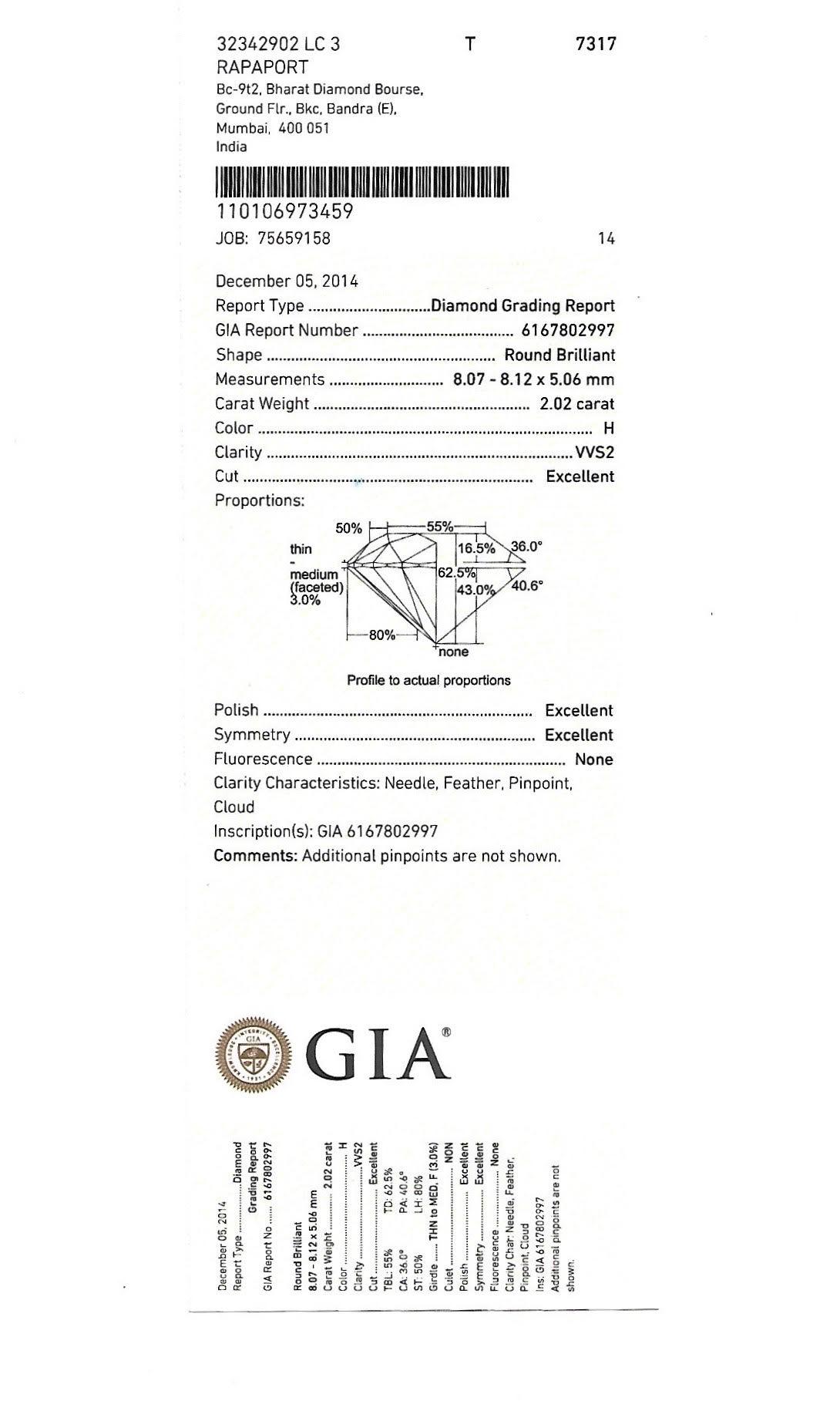 Bague solitaire et veste en or blanc 18 carats avec diamants pavés 2,02 carats H VVS2 certifiés GIA en vente 13