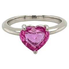 2.02 Carat Heart Shape Pink Sapphire Solitaire Platinum Ring