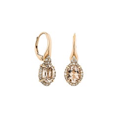 Sunita Nahata Morganite 2.02ct. Drop Earring in 18KRG with White Diamond.