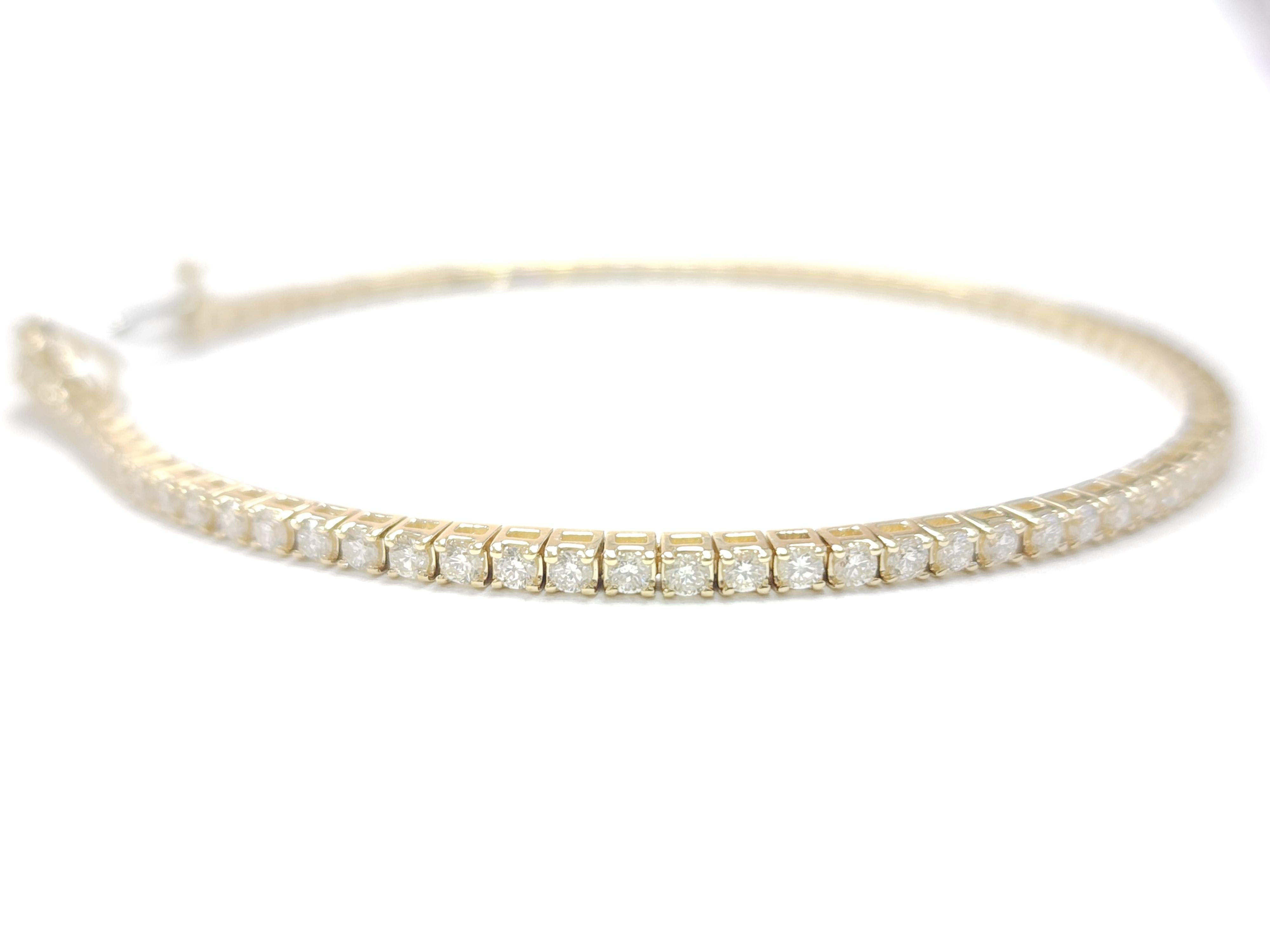 2,02 Karat natürliches Diamant-Tennisarmband 14 Karat Gelbgold (Moderne)