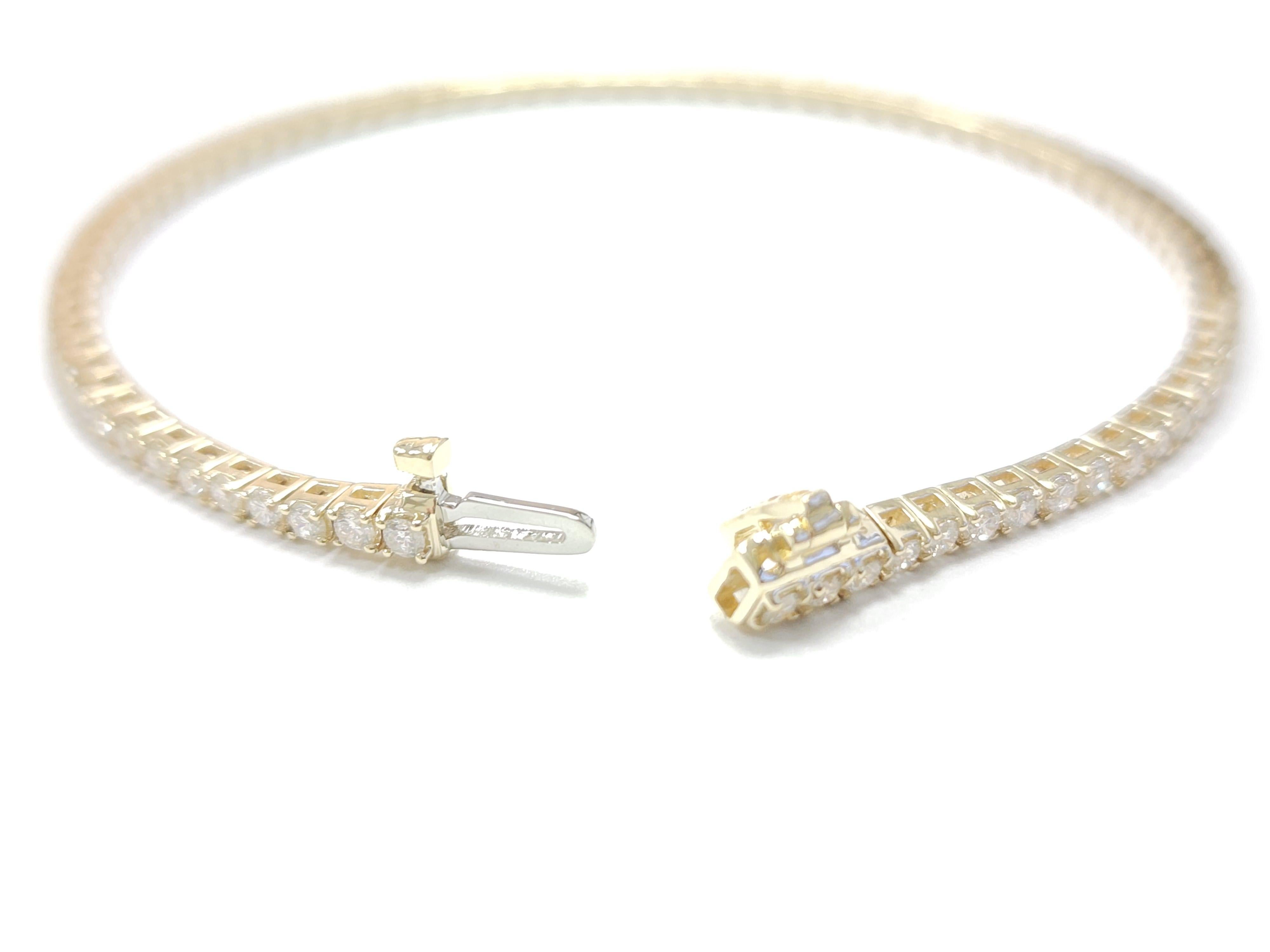 2,02 Karat natürliches Diamant-Tennisarmband 14 Karat Gelbgold (Brillantschliff)