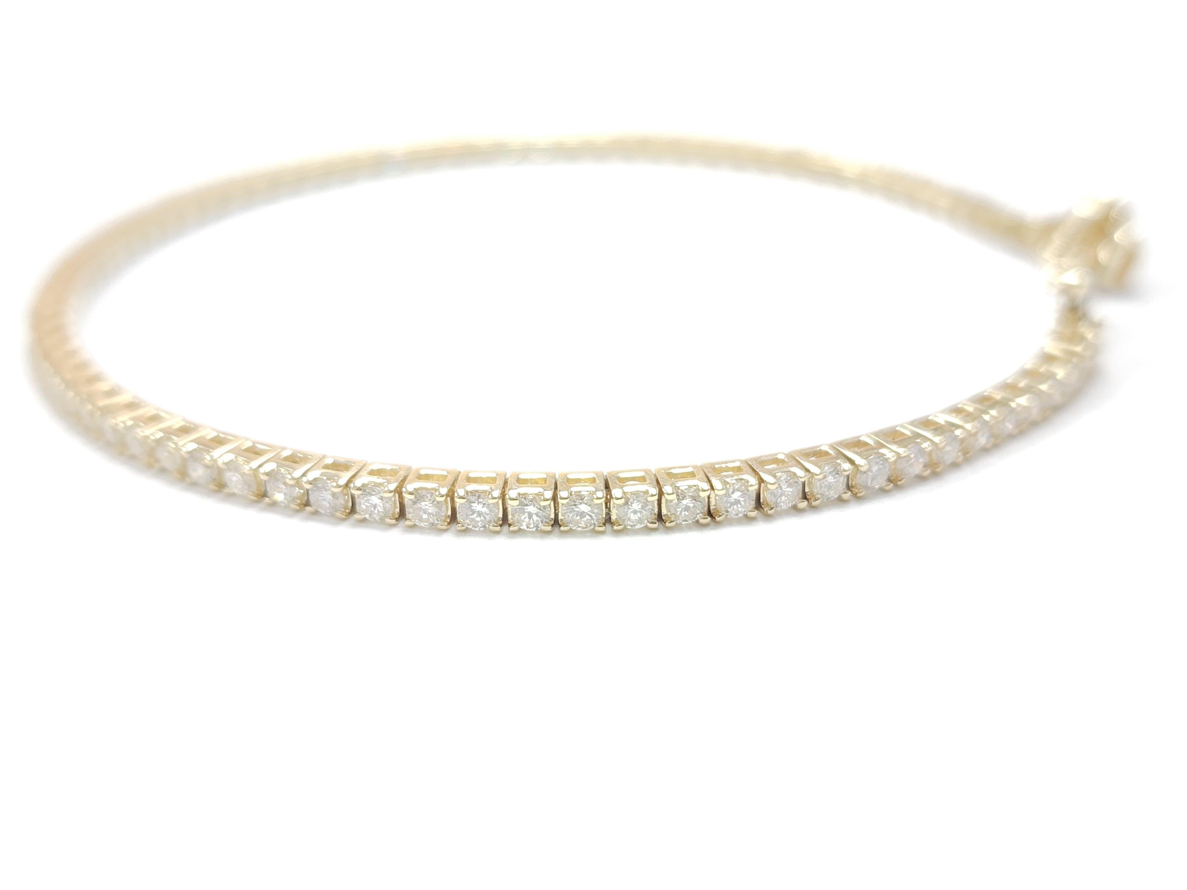 2,02 Karat natürliches Diamant-Tennisarmband 14 Karat Gelbgold im Zustand „Neu“ in Great Neck Plaza, NY