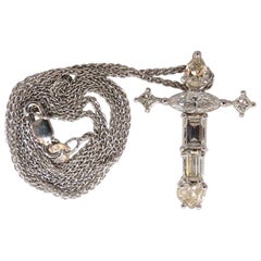 2.02 Carat Natural Multishaped Diamonds Cross Necklace and Chain 14 Karat