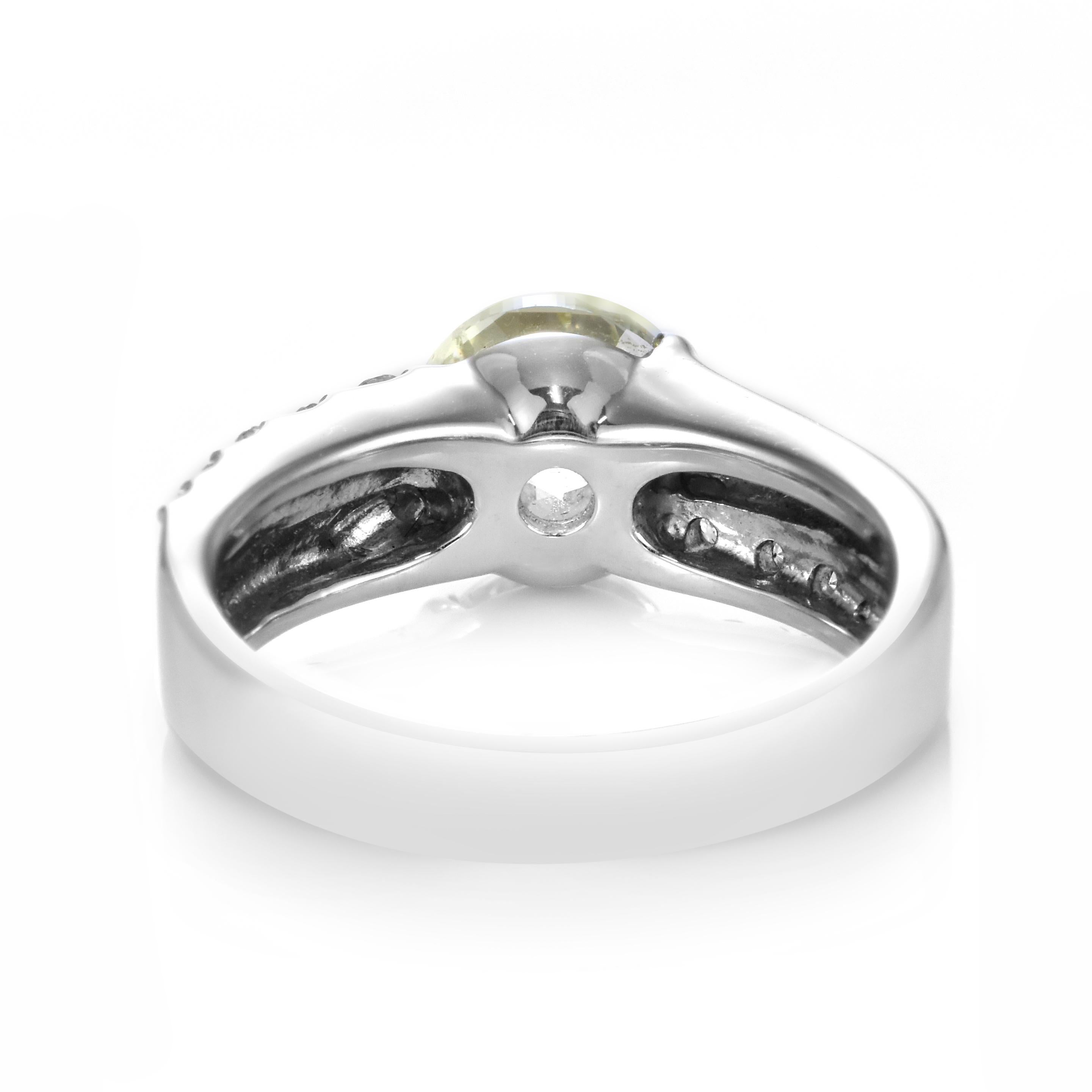 2.02 Carat Natural, Very Light Yellow, Diamond Ring Made in Platinum For Sale 6