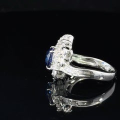 2.02 Carat No-Heat Blue Sapphire Diamond Platinum Vintage Style Cocktail Ring