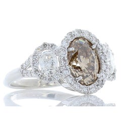 2.02 Carat Oval Brown Diamond Cocktail Ring in 18 Karat White Gold