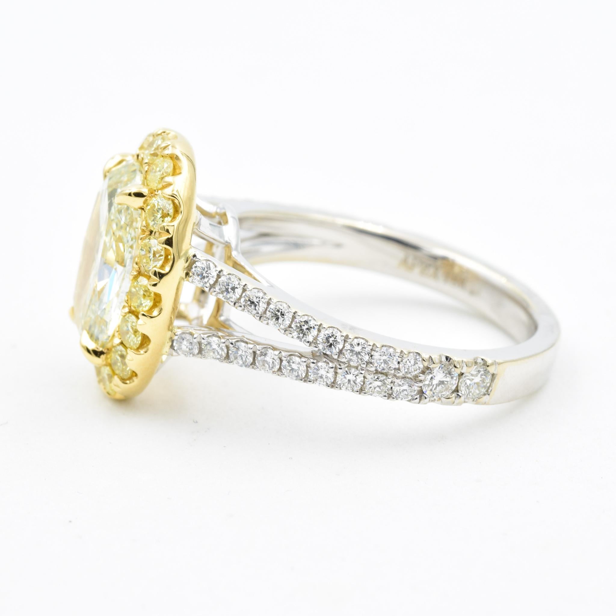 Oval Cut 2.02 Carat Oval Fancy Light Yellow Diamond Ring