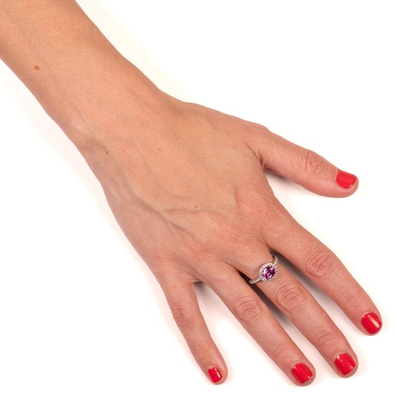 2,02 Karat ovaler rosa Saphir mit 0,38 Karat runden Diamanten Akzenten Cocktail-Ring im Zustand „Neu“ im Angebot in Houston, TX