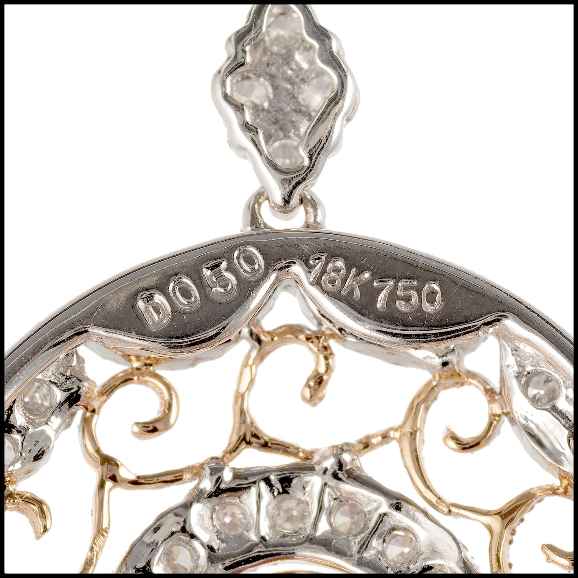 Women's 2.02 Carat Pink Sapphire Diamond Gold Pendant Necklace For Sale