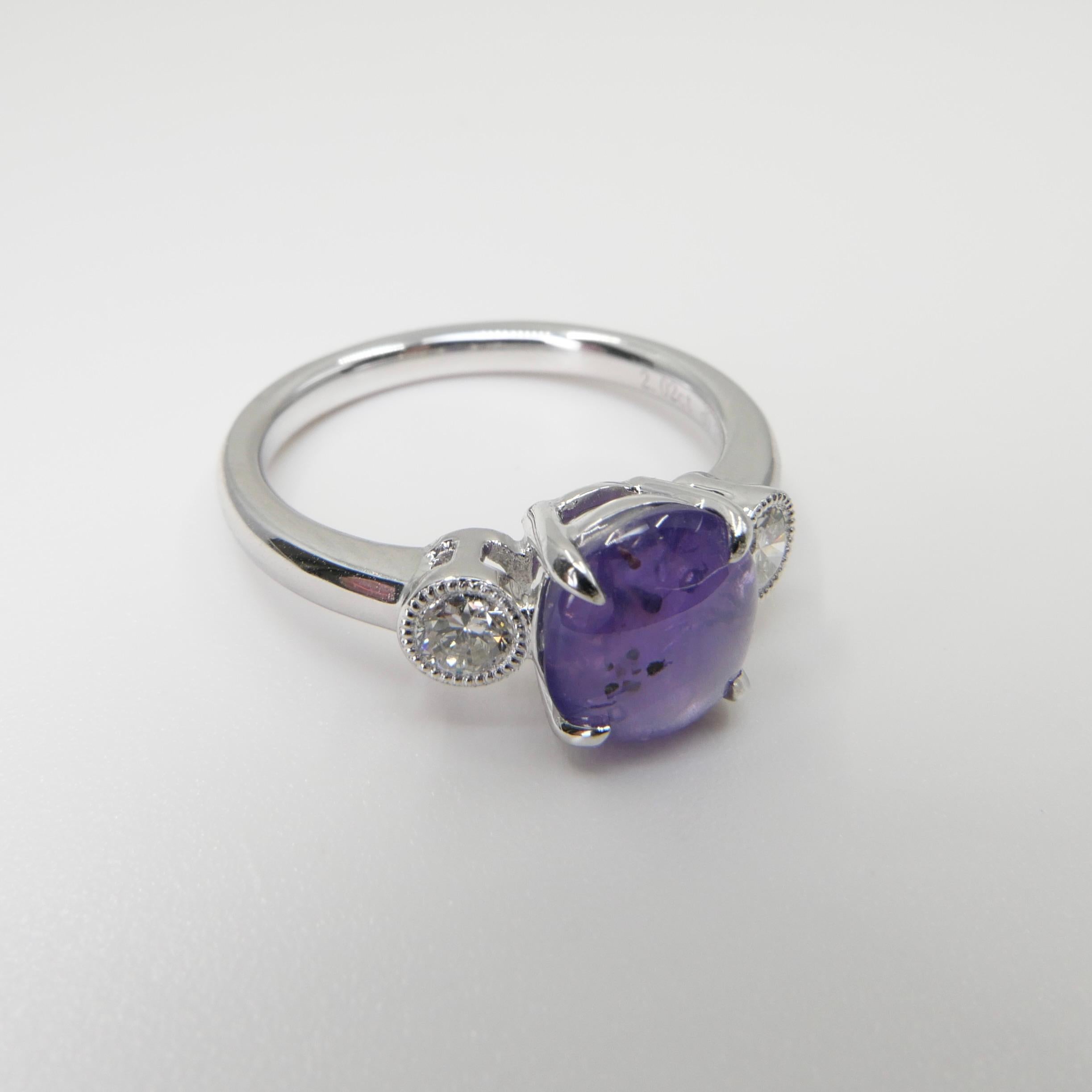 2.02 Carat Purple Star Sapphire & Diamond Ring, Excellent Color & Transparency For Sale 11
