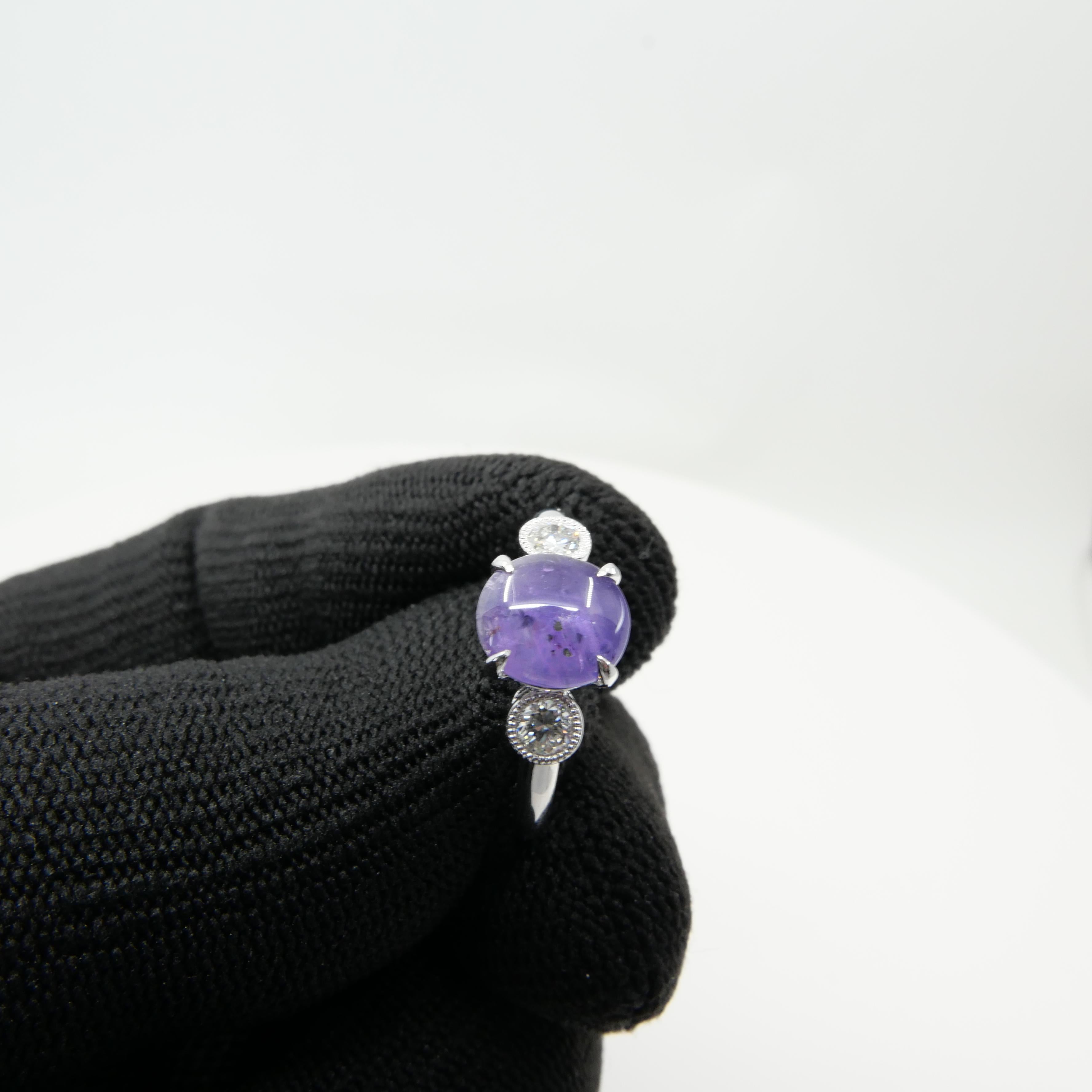 2.02 Carat Purple Star Sapphire & Diamond Ring, Excellent Color & Transparency For Sale 12