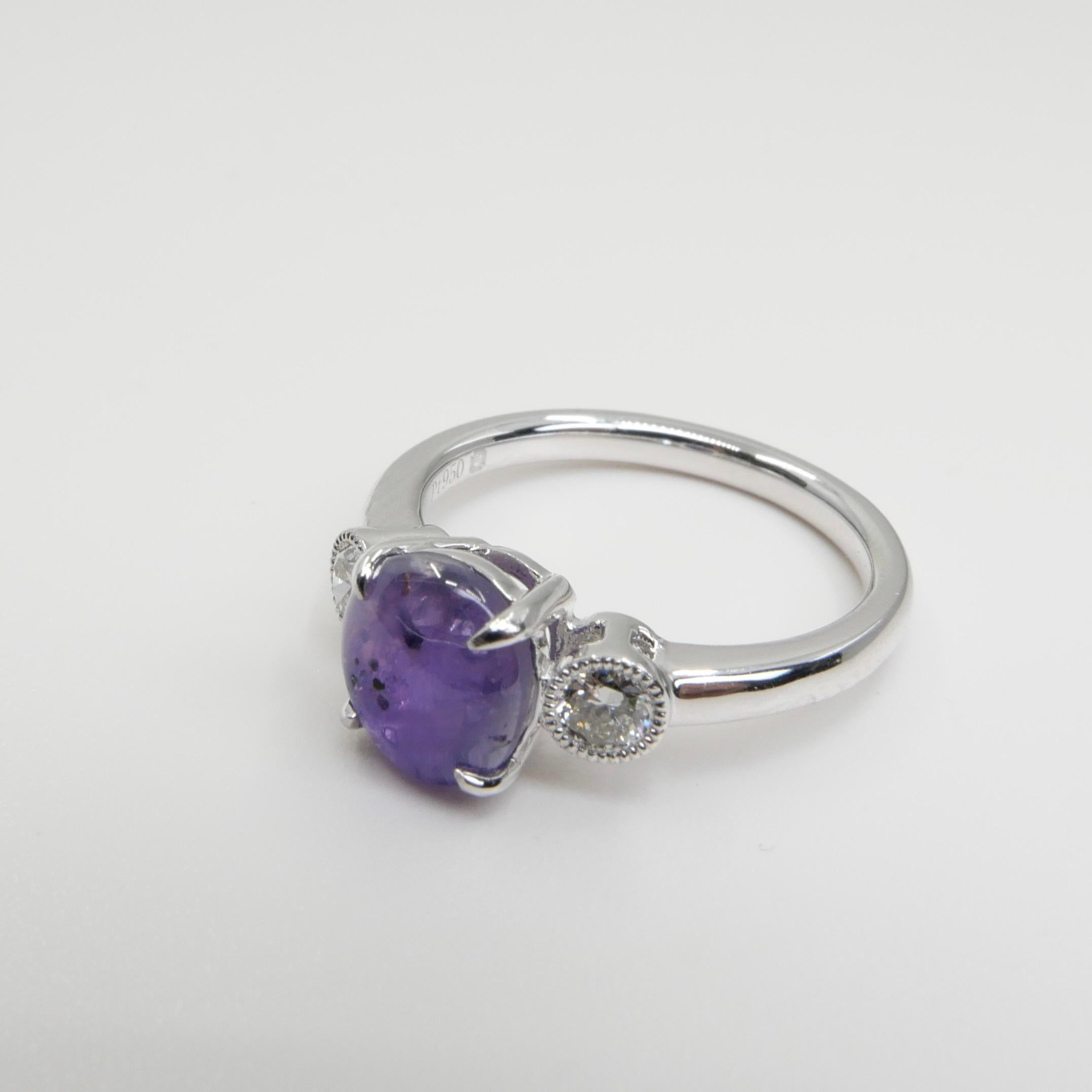 Women's 2.02 Carat Purple Star Sapphire & Diamond Ring, Excellent Color & Transparency For Sale