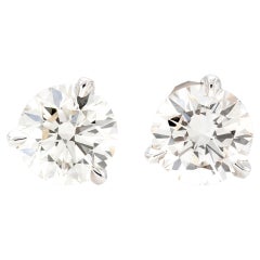 Clous d'oreilles en diamants taille brillant rond de 2,02 carats