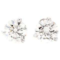 2.02 Carat Round Brilliant Cut Diamond Stud Earrings