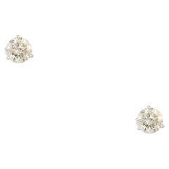 2.02 Carat Round Diamond Stud Earrings 14 Karat In Stock 