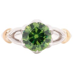 2.02 Carat Russian Demantoid 14 Karat White Gold Engagement Wedding Ring