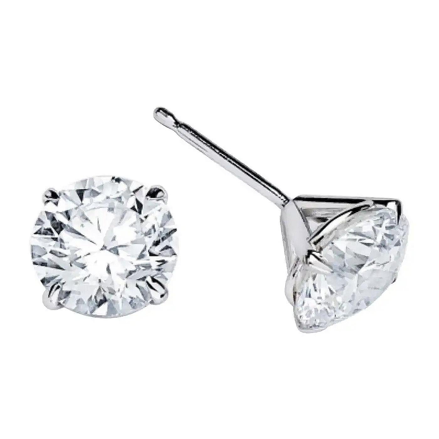 2.02 Carat ThreeProng Martini Setting Round Diamond Stud Earrings For