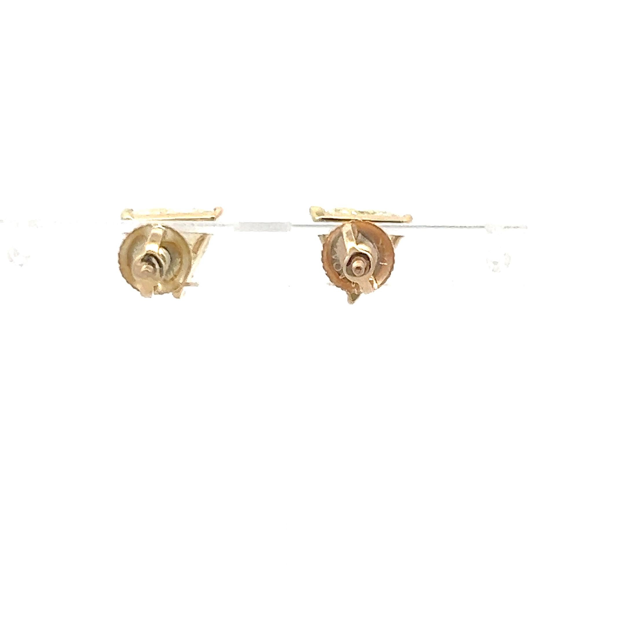 Trillion Cut 2.02 Carat Triangular Shape Diamond 14 Karat Yellow Gold Stud Earrings