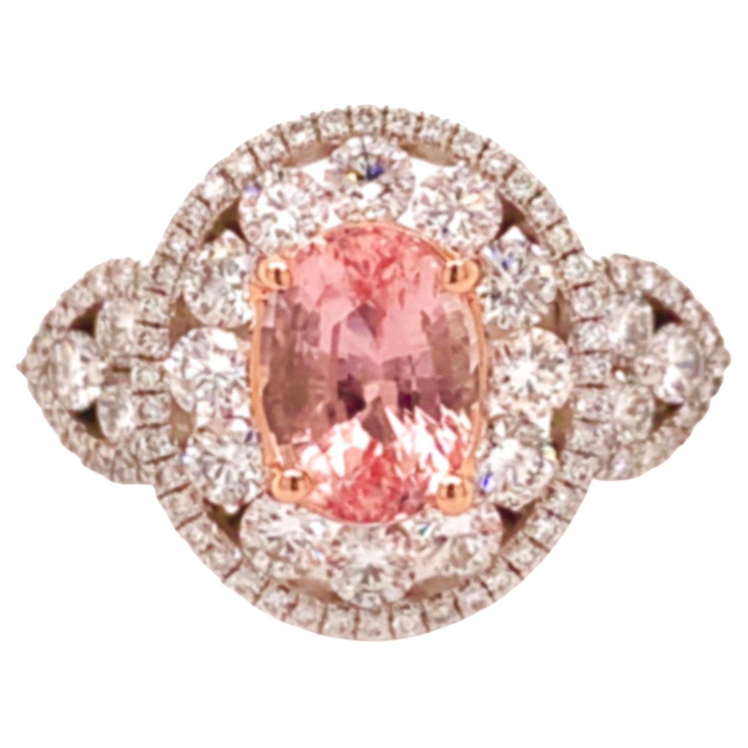 2,02 Karat unerhitzter Padparadscha Saphir Ring