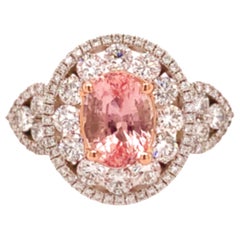 2.02 Carat Unheated Padparadscha Sapphire Ring