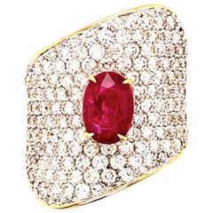 Bague cocktail en diamants et rubis non chauffé de 2,02 carats