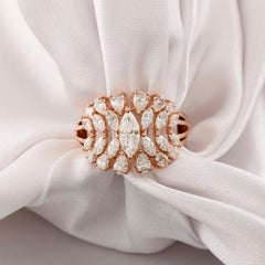2.02 Ct. Bague de cocktail en or rose 18 carats avec diamants en forme de grappe florale Bijoux de déclaration