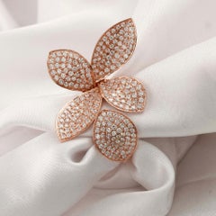 2.02 Ct. Bague fleur en diamant naturel en or rose 18 carats Bijoux d'apparat de créateur