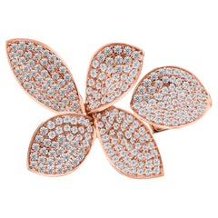 2.02 Ct. Bague fleur en diamant naturel en or rose 18 carats Bijoux d'apparat de créateur