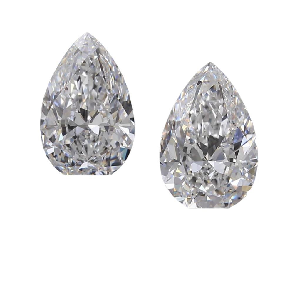 Women's or Men's 2.02 Ct Pear Cut Diamonds Studs D Color, VS2 Clarity