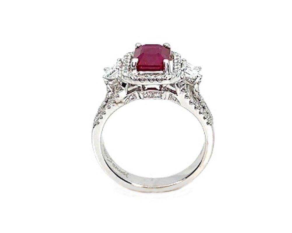 Artisan GIA Certified 2.02 Carat Pigeon's Blood Burmese Ruby and Diamond Cocktail Ring For Sale