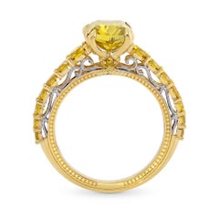 2.02 cts GIA Certified Fancy Deep Brownish Yellow Cushion Side-stone Ring