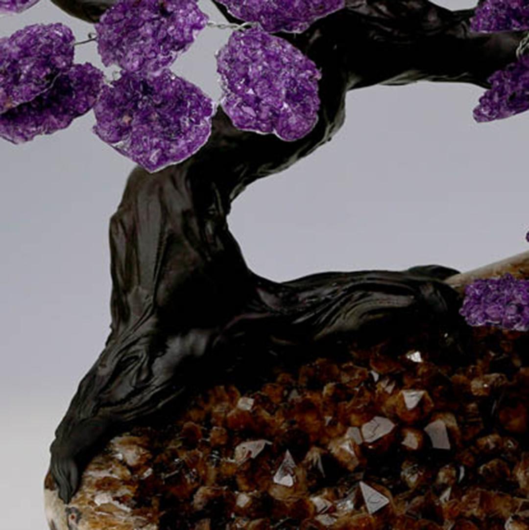 Amethyst Gemstone Tree on Citrine Cluster Base For Sale 4