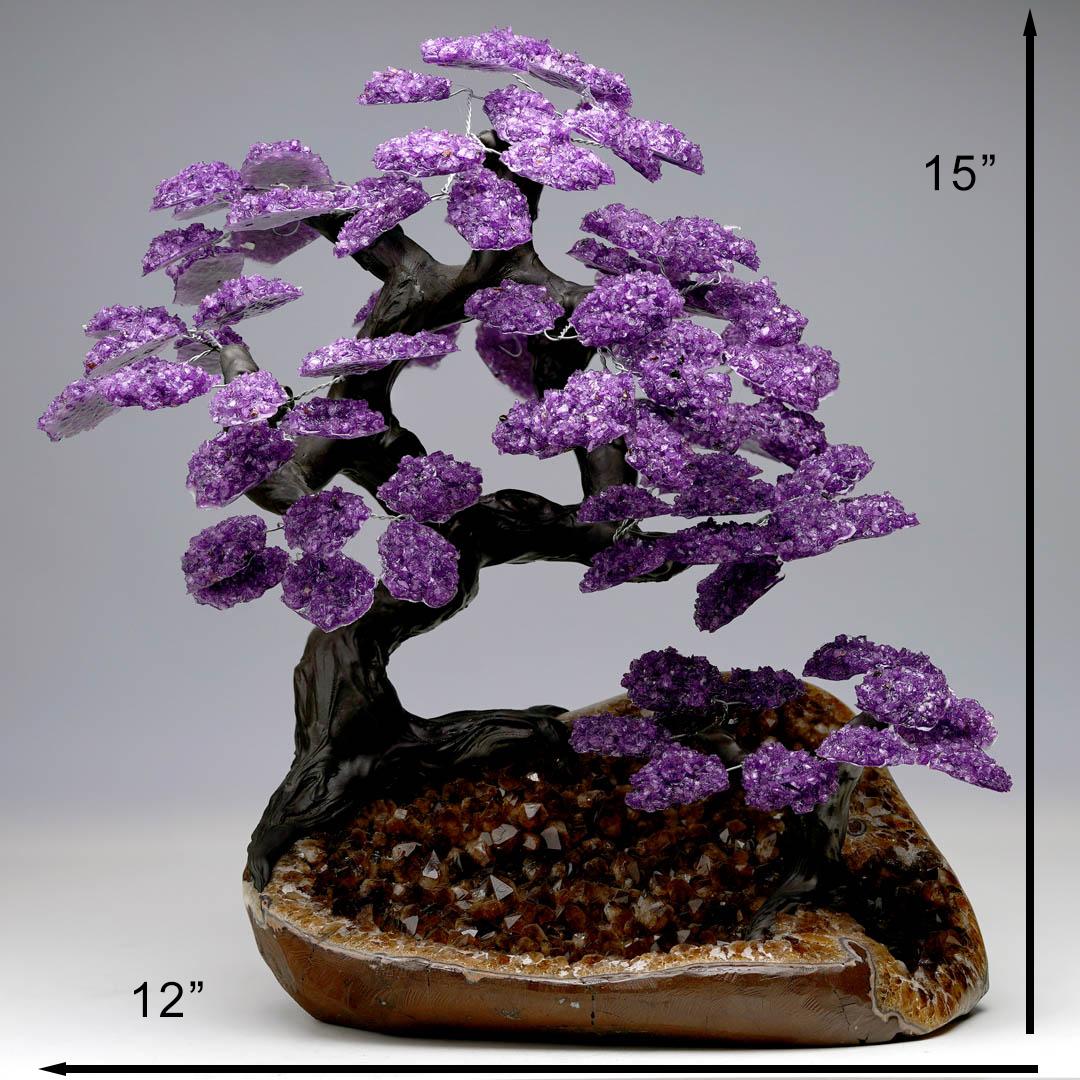 Amethyst Gemstone Tree on Citrine Cluster Base For Sale 3