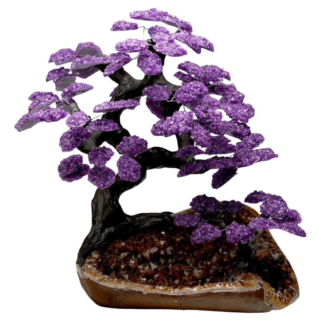 20.2 Lb. Amethyst Gemstone Tree on Citrine Cluster Base For Sale