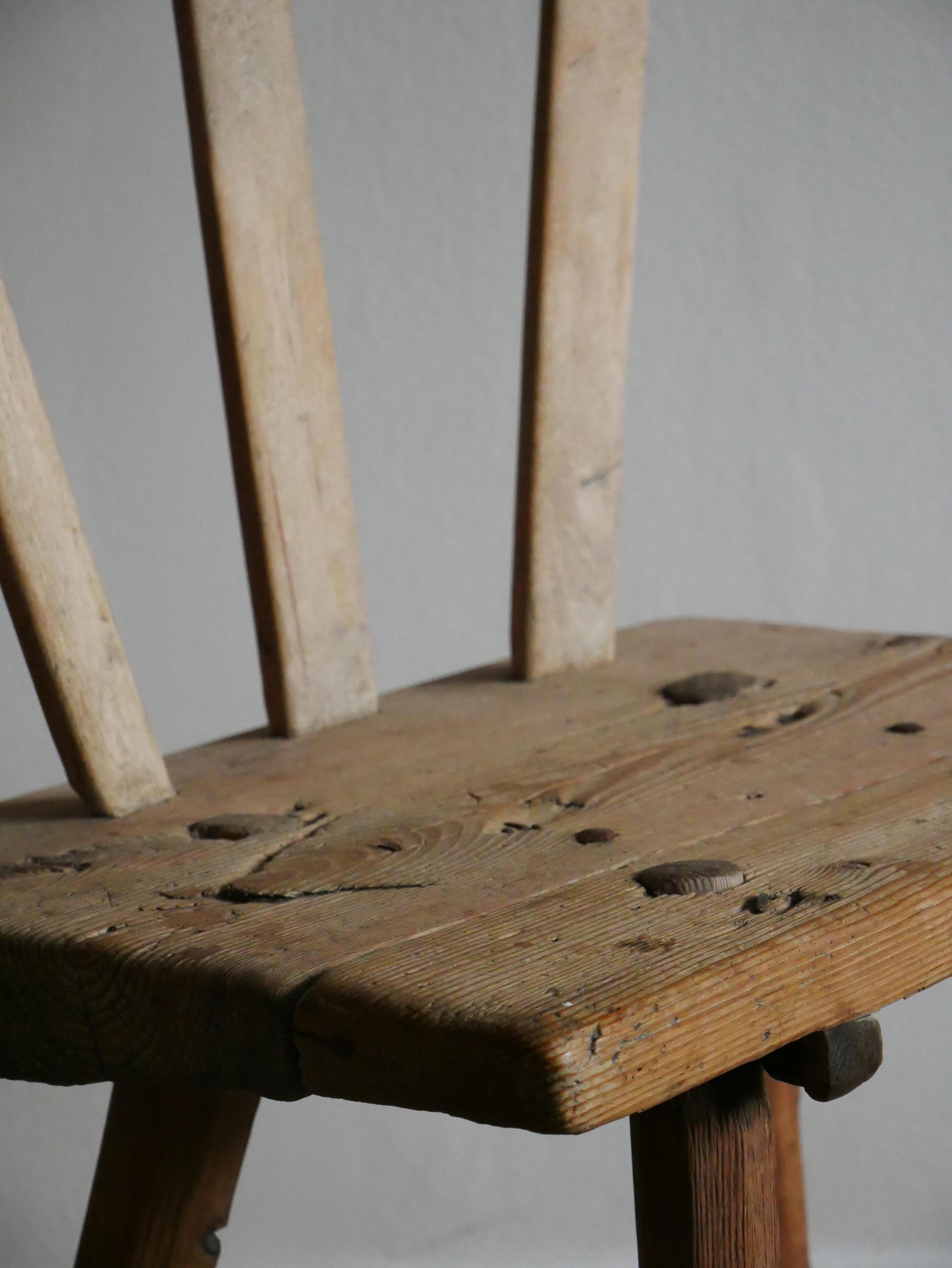 Scandinavian Modern 202 years old Folk Art Chair, made of Pine tree in 1821 For Sale