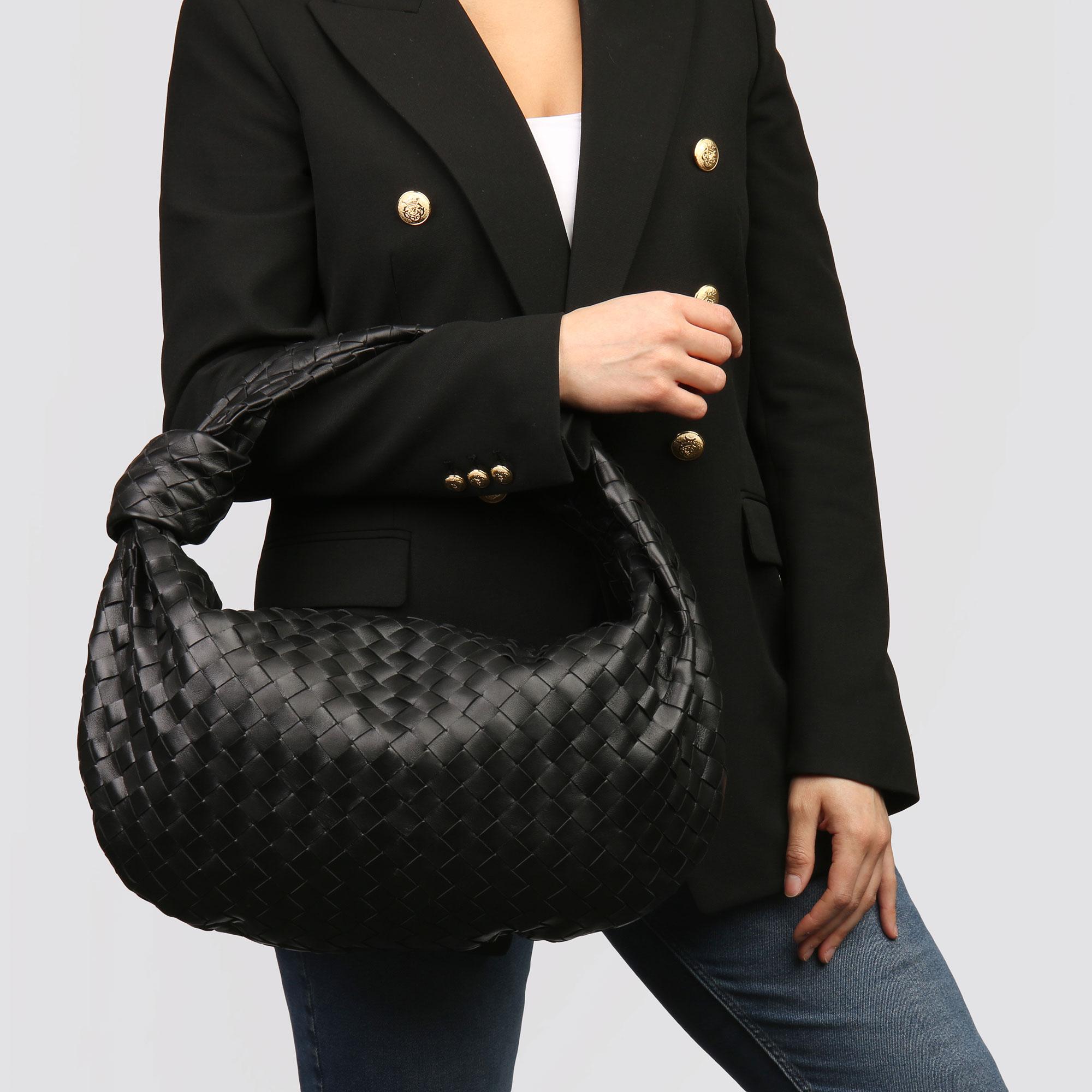 2020 Bottega Veneta Black Intrecciato Woven Calfskin Leather The Small Jodie 5