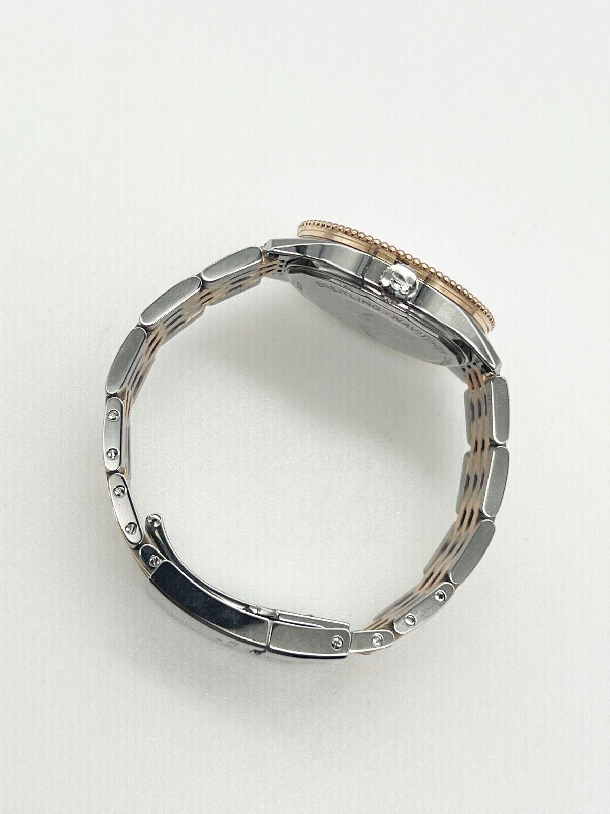 Breitling U17395 Navitimer 35 MOP Montre en acier et or rose 18 carats avec cadran en diamants 2020 en vente 1