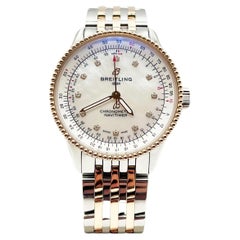 Breitling U17395 Navitimer 35 MOP Montre en acier et or rose 18 carats avec cadran en diamants 2020