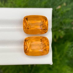 20.20 Carat Natural Loose Madeira Citrine Pair Cushion Cut Brazilian Gemstone