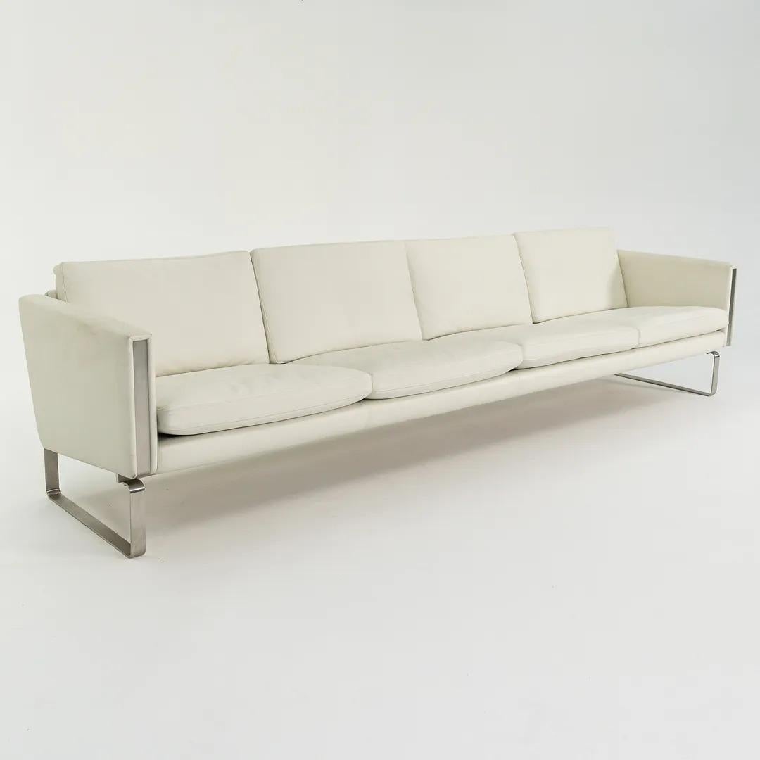 2020 CH104 Sofa by Hans Wegner for Carl Hansen in Steel & White Leather For Sale 4