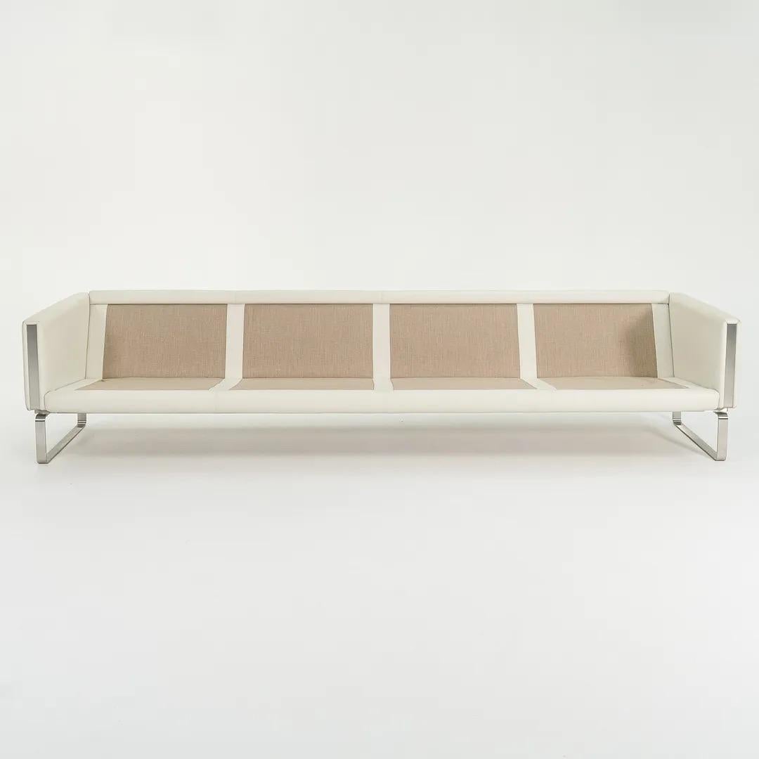 Danish 2020 CH104 Sofa by Hans Wegner for Carl Hansen in Steel & White Leather For Sale