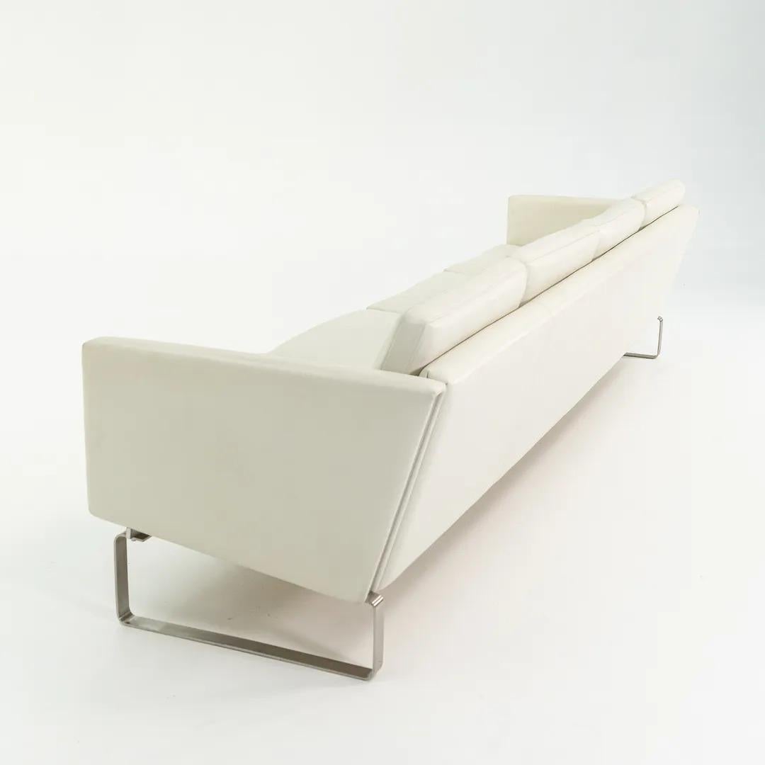 2020 CH104 Sofa by Hans Wegner for Carl Hansen in Steel & White Leather For Sale 1