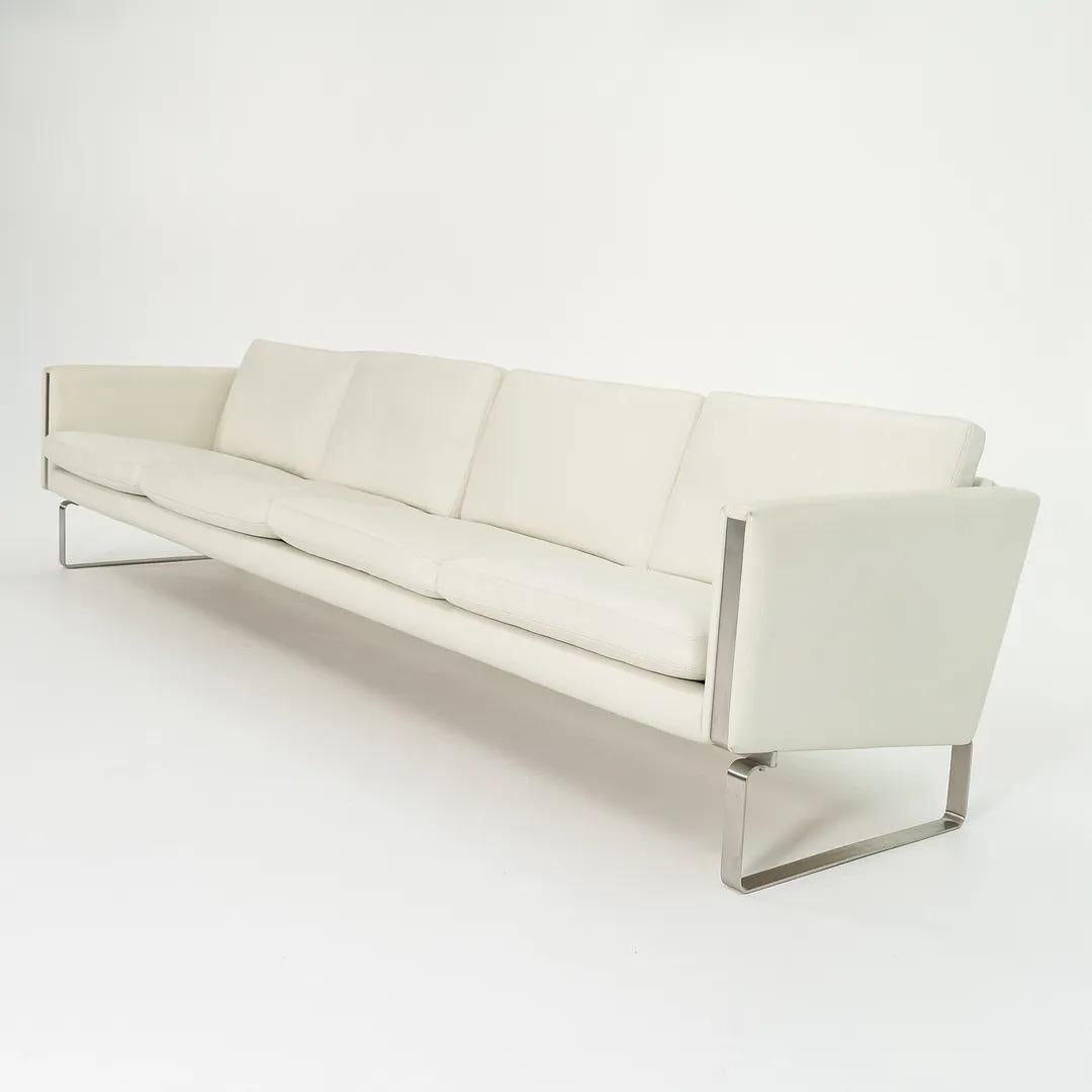 2020 CH104 Sofa by Hans Wegner for Carl Hansen in Steel & White Leather For Sale 3